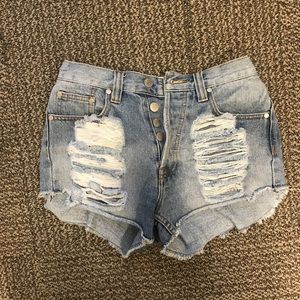 Minkpink distressed denim shorts